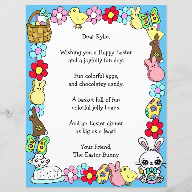 Lámina Whimsical Easter Bunny y el juego de la carta de P (Anverso)