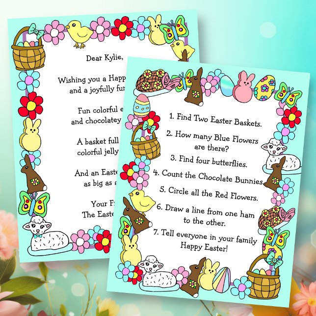Lámina Whimsical Easter Bunny y el juego de la carta de P (Subido por el creador)