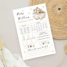 Whimsical Gold Star Baby Predictions Game