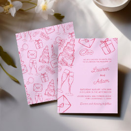 Lámina Whimsical Pink & Red Hand Drawn BUDGET Wedding
