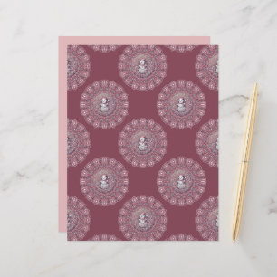 Lámina Whimsical Pink Snowman Polka Dot Mandala Scrapbook