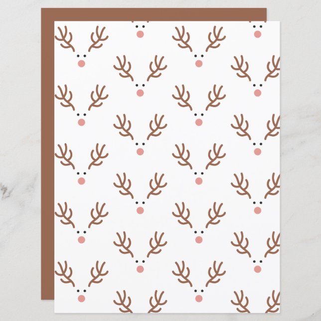 Lámina Whimsical Reindeer Boho Pattern Scrapbook Paper (Anverso / Reverso)
