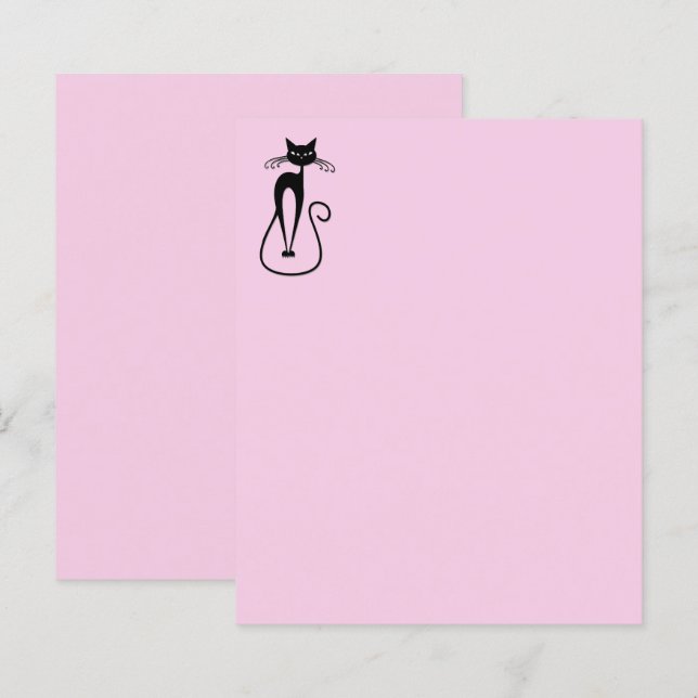 Lámina Whimsical Skinny Black Cat Rosa (Anverso / Reverso)