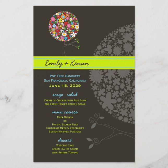 Lámina Whimsical Spring Flowers Pop Tree Wedding Party (Anverso)