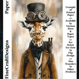 Lámina Whimsical Steampunk Giraffe AC2 Scrapbook Paper