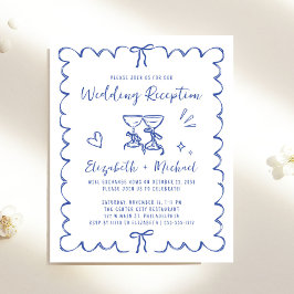 Lámina Whimsical Wavy Frame Wedding Reception Invitation