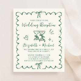 Lámina Whimsical Wavy Frame Wedding Reception Invitation