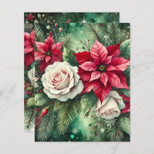 Lámina Whimsical Winter Poinsettia Evergreen Scrapbook