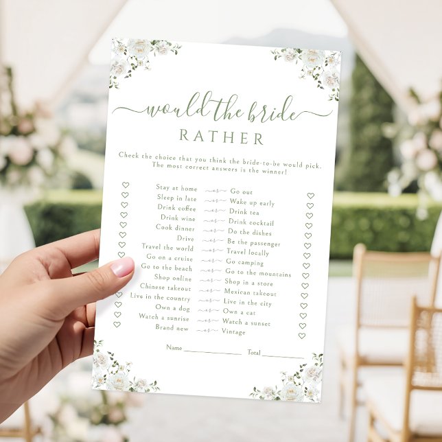 Lámina White Flower Would she rather Bridal Shower Game (Subido por el creador)