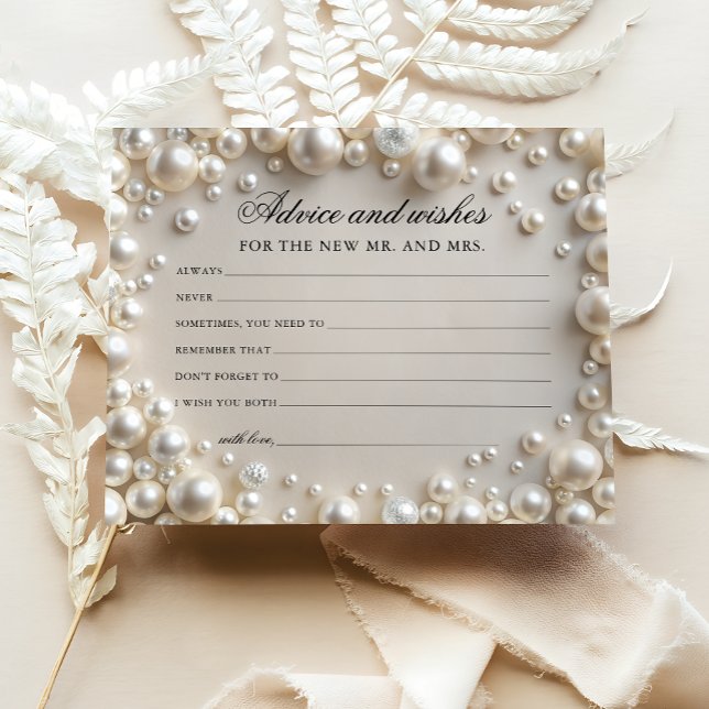Lámina White Pearls Consejos y Deseos Bridal Shower Card (Subido por el creador)