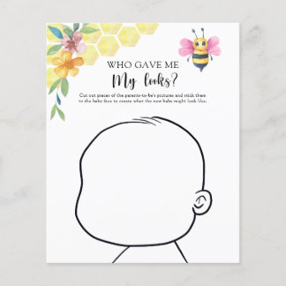 Lámina Who gave me my looks Bee baby shower game