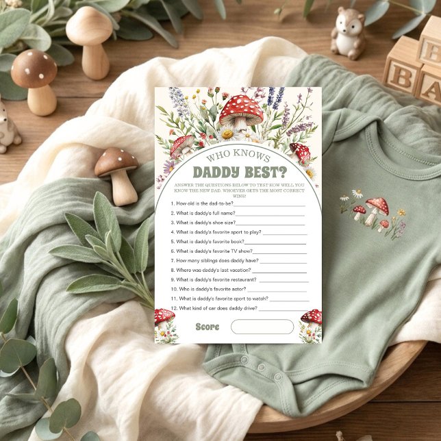 Lámina Who knows daddy best Baby Shower Game Card (Subido por el creador)