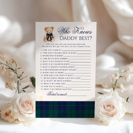 Lámina Who knows daddy best Teddy Bear Navy Plaid game