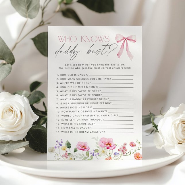Lámina  Who knows daddy best Wildflower baby shower game (Subido por el creador)