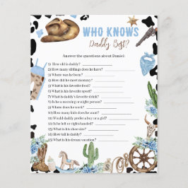 Lámina Who Knows Daddy Little Cowboy Western Game Card