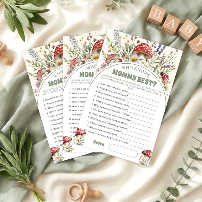 Lámina Who knows mommy best Baby Shower Game Card (Subido por el creador)