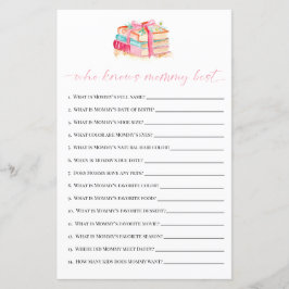 Lámina Who Knows Mommy Best Baby Shower Game New Chapter