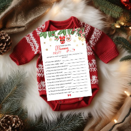 Lámina Who Knows Mommy Best Christmas Baby Shower Game