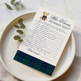 Lámina Who knows mommy best Teddy Bear Navy Plaid game