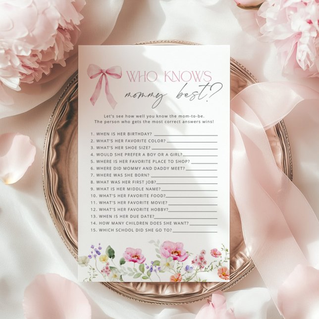 Lámina  Who knows mommy best Wildflower baby shower game (Subido por el creador)