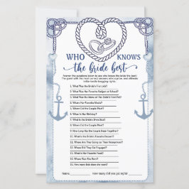 Lámina Who Knows the Bride Best Game Nautical Wedding