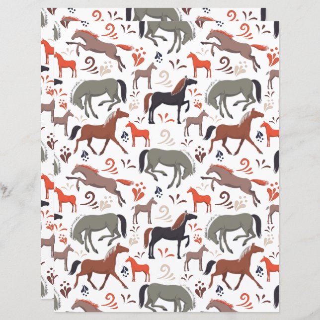 Lámina Wild Horses Scrapbook Paper (Anverso / Reverso)