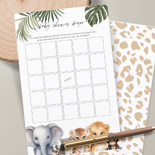 Lámina Wild One Baby Shower Bingo Safari Animales