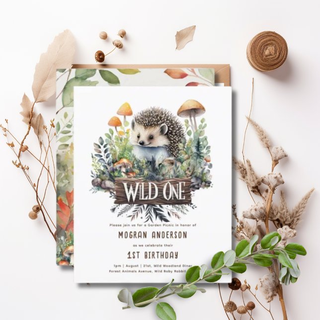 Lámina Wild One Baby Woodland Animals Hedgehog Rustic (Subido por el creador)