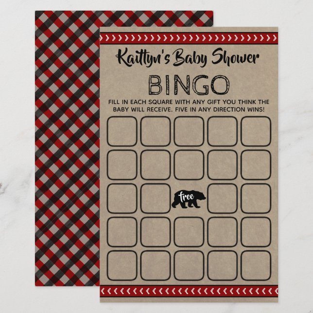 Lámina Wild One Boys Baby Shower Bingo (Anverso / Reverso)
