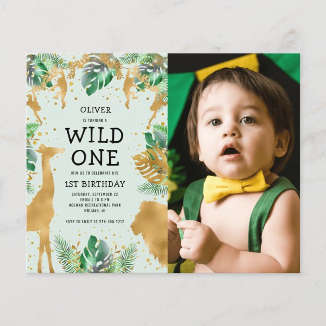 Lámina Wild One Photo Green Gold Birthday (Anverso)