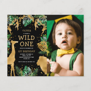 Lámina Wild One Photo Green Gold Black Birthday