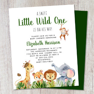 Lámina Wild One Safari Baby Boy Invitación a la ducha