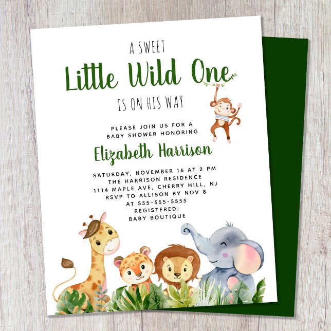 Lámina Wild One Safari Baby Boy Invitación a la ducha (Subido por el creador)