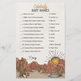 Lámina Wild West Rodeo celebridades nombres de bebé juego