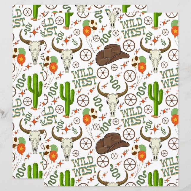 Lámina Wild West Scrapbook Paper (Anverso / Reverso)