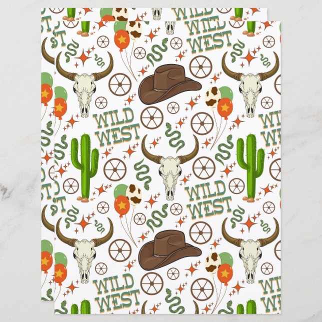 Lámina Wild West Scrapbook Paper (Anverso / Reverso)