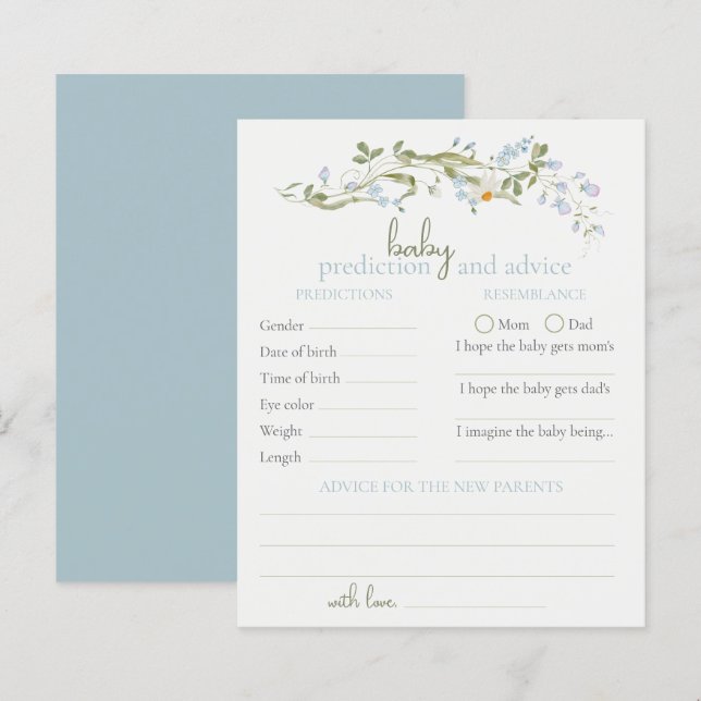 Lámina Wildflower Advice and Predictions Baby Shower (Anverso / Reverso)