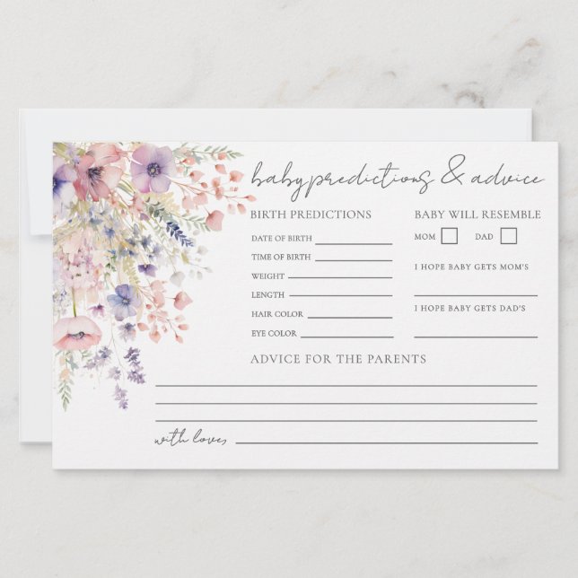 Lámina Wildflower Baby Advice Predictions Card (Anverso)
