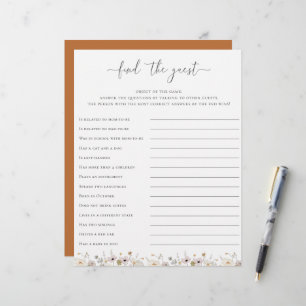 Lámina Wildflower Baby Shower Encuentra El Juego Invitado