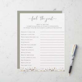 Lámina Wildflower Baby Shower Encuentra El Juego Invitado