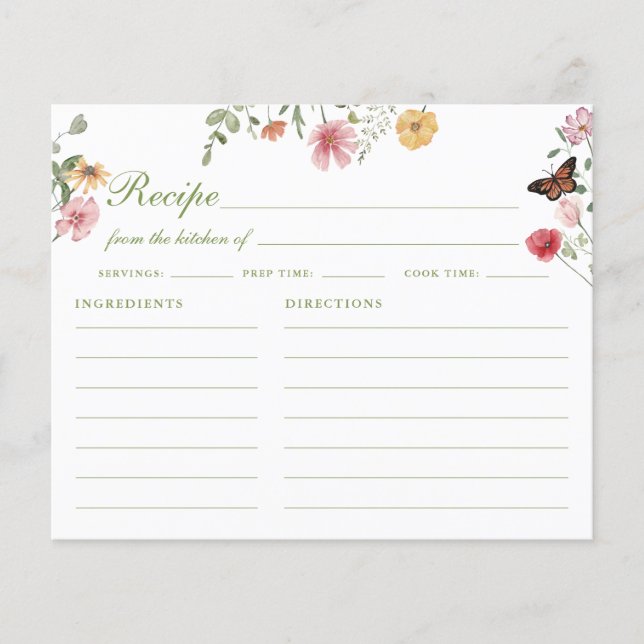 Lámina Wildflower Butterfly Recipe Card (Anverso)