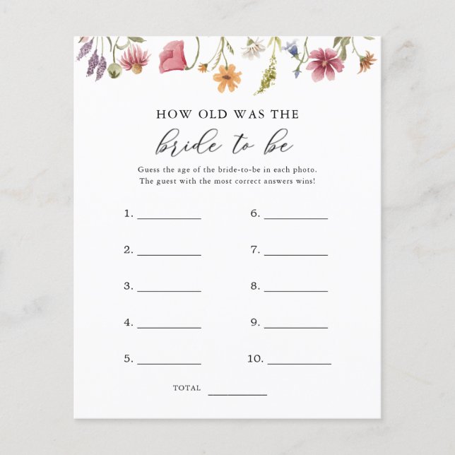 Lámina Wildflower Cuán vieja era la novia para ser el jue (Anverso)