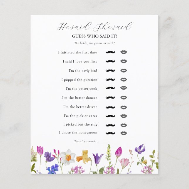 Lámina Wildflower Dijo, Dijo, Dijo Que La Ducha Británica (Anverso)