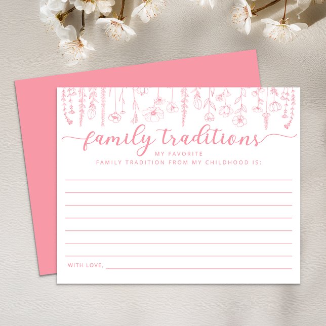 Lámina Wildflower Family Traditions Baby Shower Game (Dusty Pink - Baby Shower Activity )