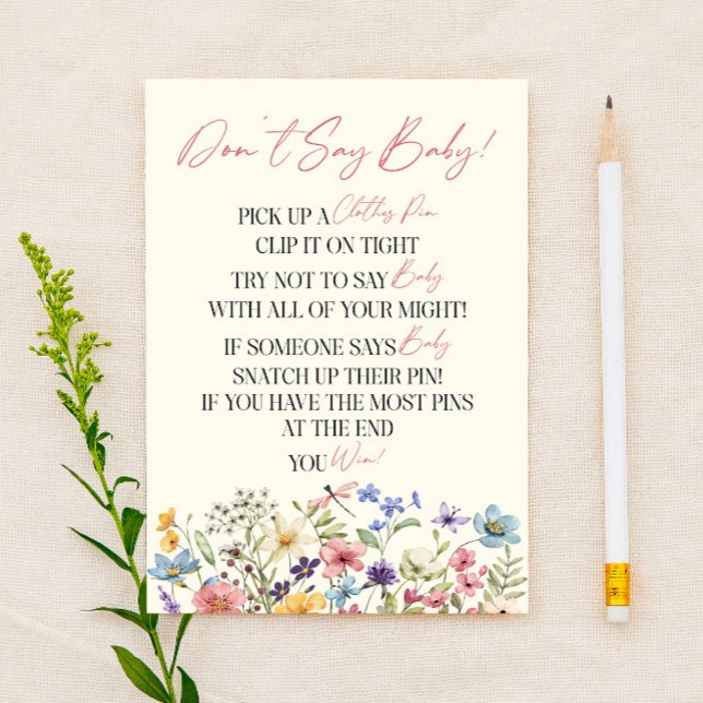 Lámina Wildflower Floral Don't Say Baby Shower Game (Subido por el creador)