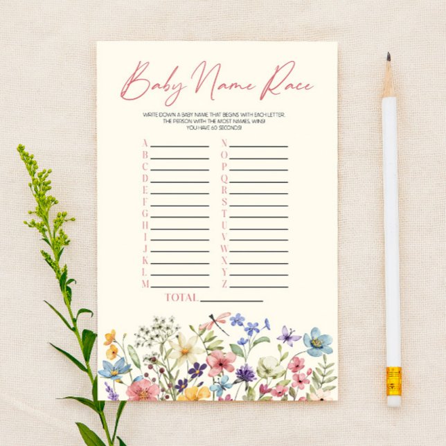 Lámina Wildflower Floral Name Race Baby Shower Game (Subido por el creador)