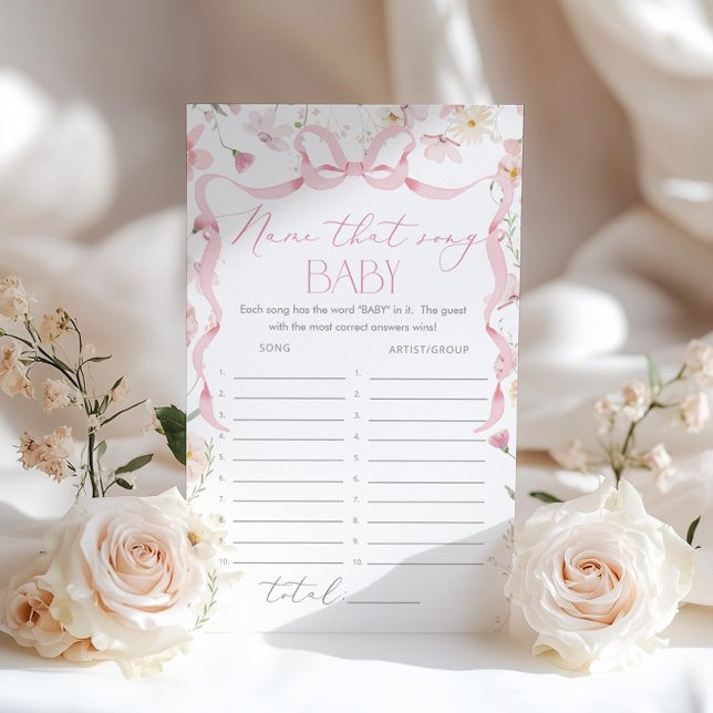 Lámina Wildflower Pink Whimsical Bow Name That Song Baby (Subido por el creador)