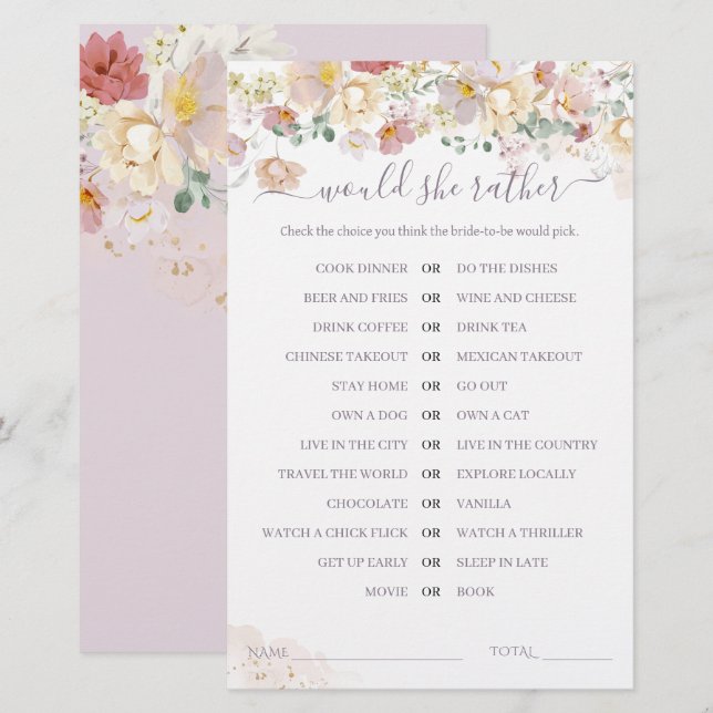 Lámina Wildflower Purple Bridal preferiría jugar (Anverso / Reverso)
