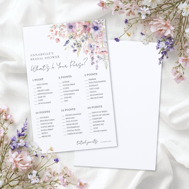 Lámina Wildflower Purse Bridal Shower Game (Wildflower Purse Bridal Shower Game)