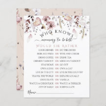 Wildflower Quién conoce mejor Baby Shower Game